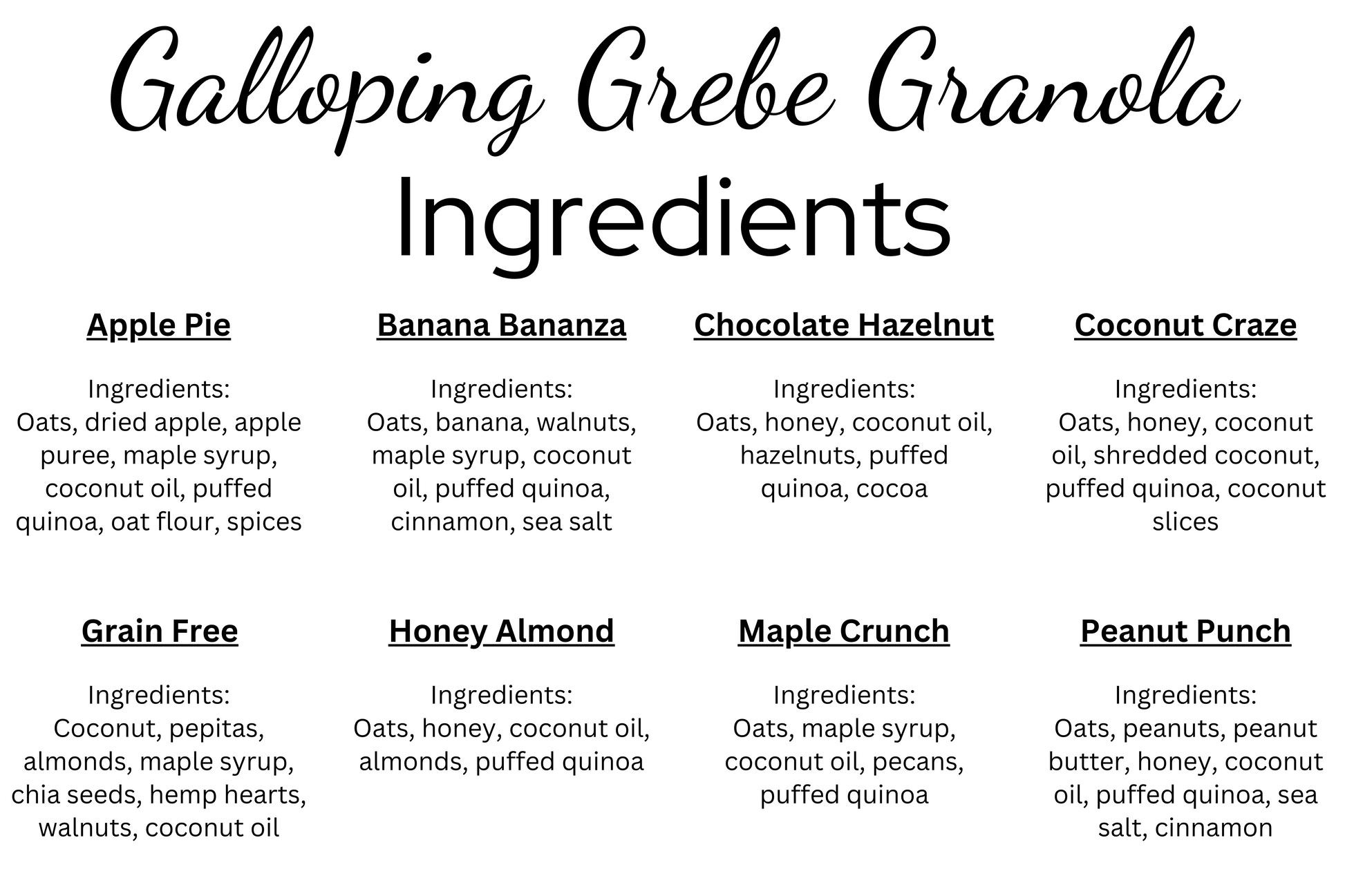 Galloping Grebe Granola - Flight