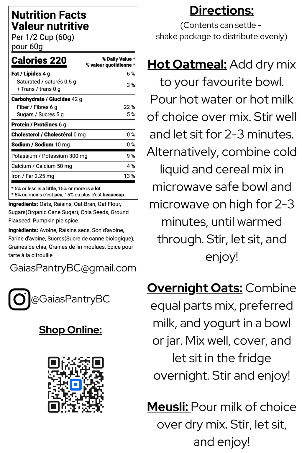 Mt. Ida Instant Oatmeal - Albas