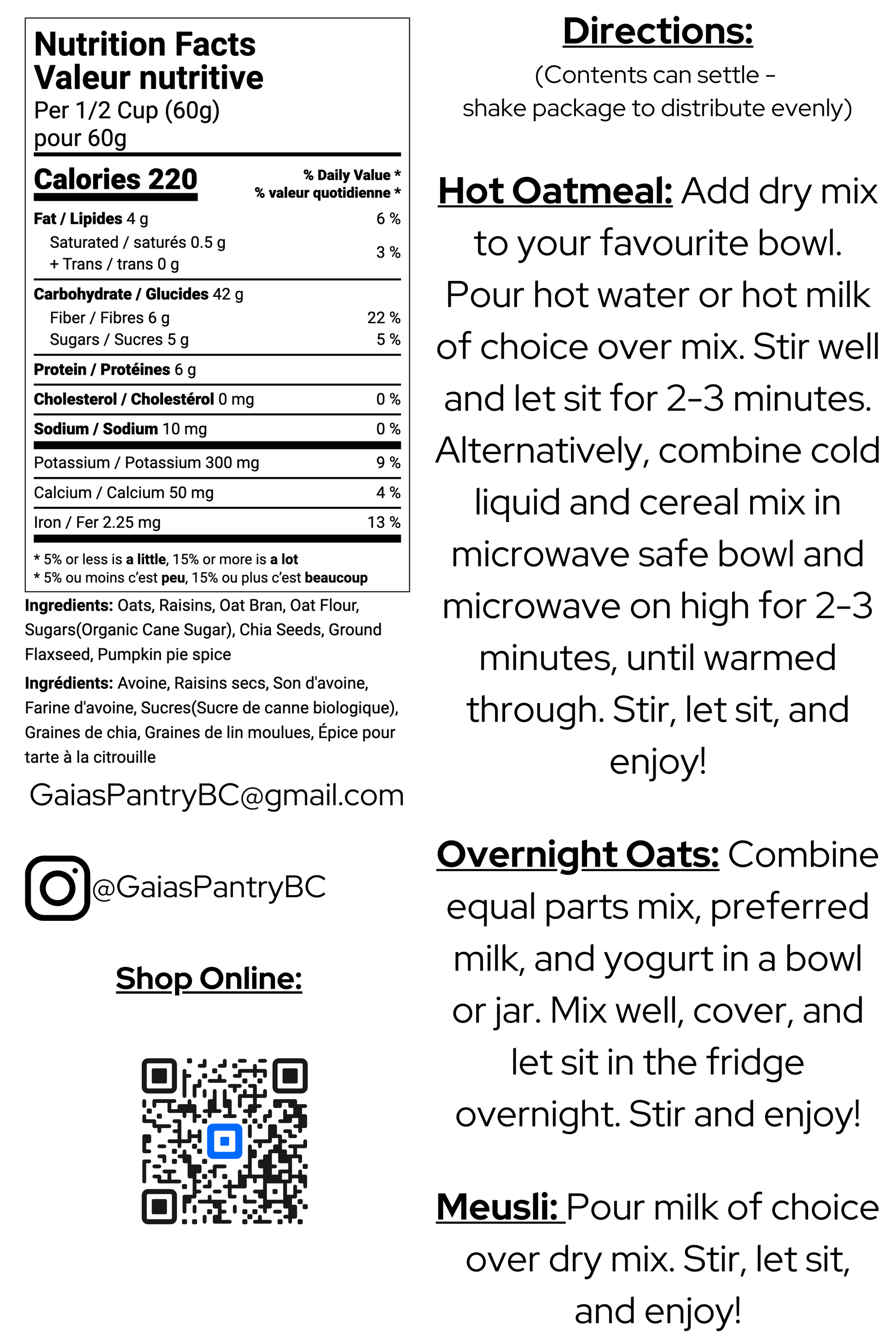 Mt. Ida Instant Oatmeal - Albas